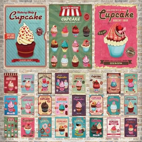 Cupcake Bakery Tin Sign Plate Iron Plate Painting Plaque Restaurant Bar Kitchen Cafe Kitchen Bakery Shop Cake Shop Home Decor