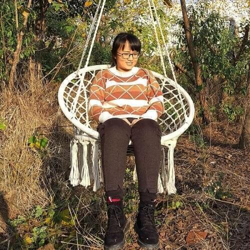 Garden Hanging Chair Swing Chairs Included Cushion & Hanging Light for Indoor Outdoor, Hammock Light Strip