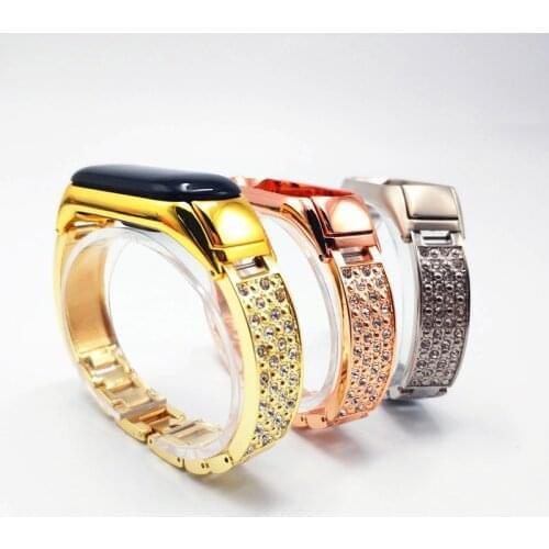 For Xiaomi MiBand 5 Band Strap Metal Crystal Diamond montre femme Wrist Bracelet For Xiaomi Mi band 4 3 Correas De Reloj