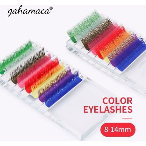 GAHAMACA 0.07/0.10 C/D/L/LU False Colored Eyelash Extension Purple Brown Blue Green Purple Individual Color Fake Lashes