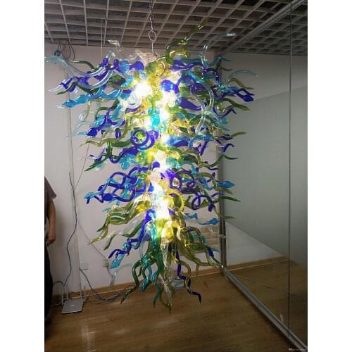 Luxury Large Chandeliers Blue Green White LED Hand Blown Glass Chandelier Light Fixtures for Home Decor Hotel Lobby Staircase