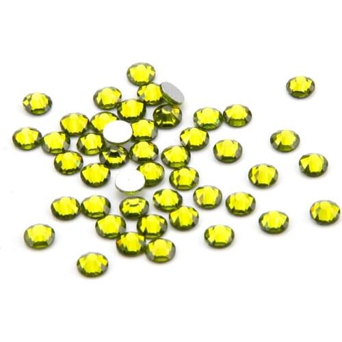 SS6 Olivine Nail Art Non Hot Fix Rhinestones Gray Back Bright Type Super Bright For DIY Dress