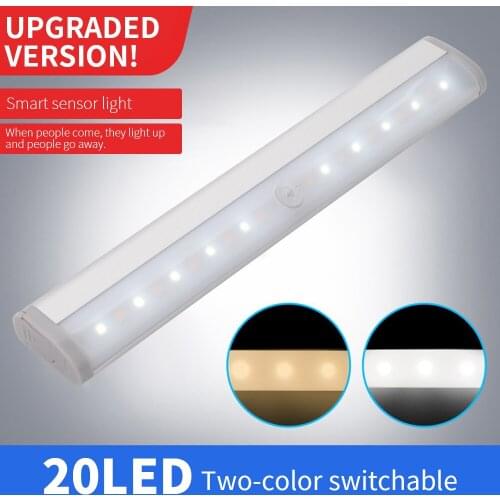 20 LEDs PIR LED Motion Sensor Light Cupboard Wardrobe Bed Lamp LED Under Cabinet Night Light For Closet Stairs Kitchen