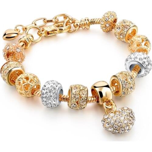 Szelam Luxury Crystal Heart Charm Bracelets Drop Shipping DIY Bangles
