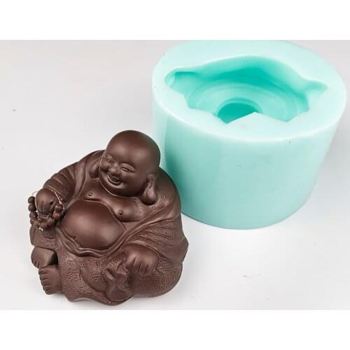 TS0178 PRZY 3D Lying & Sitting Buddha Moulds Smiling Buddha Molds Silicone Candle Mold Clay Resin Moulds