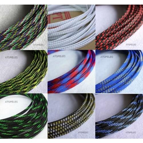 4mm Wide TIGHT Braided PET Expandable Sleeving Cable Wire Sheath Black/Silver/Gold/Red/Orange/Yellow/Green/Blue/White/Clear