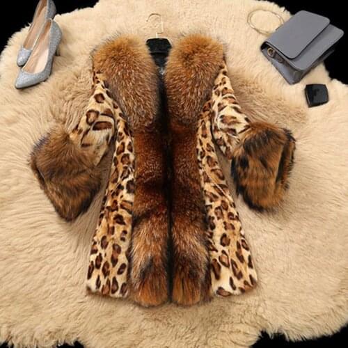 Women Faux Furs Retro Collar Classic Leopard Print Medium Long Winter Coat Jacket Верхняя Одежда Женская Inverno Feminino #T1G