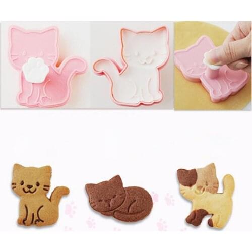 3PCS/Set Creative Cute Cat Cookie Molds Kitchen DIY Baking Mold Fondant Cutter Biscuit Cutter Cake Pastry Mold Kitchen Supplies
