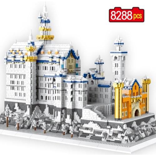 8288pcs City Princess Series Snow Swan Castle Building Blocks Mini Diamond architecture DIY Bricks education toys for Children