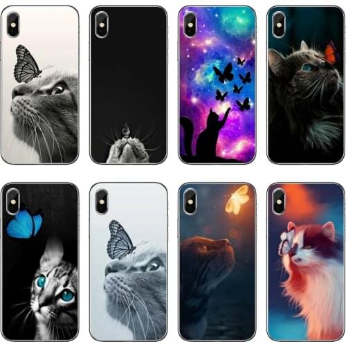 Butterfly on Cat Nose Accessories Phone Case For Huawei P40 P30 P20 Pro P10 P9 Lite Y5 Y6 Y7 Y9 P Smart Plus 2018 2019