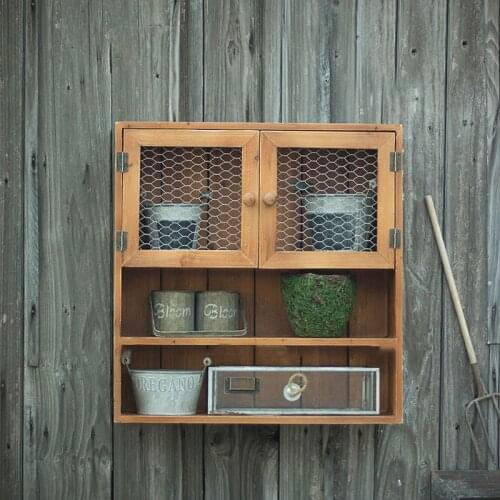 Wooden storage cabinet wooden shelf multi-functional shelf wall decoration kitchen toilet living room grocery storage finishing