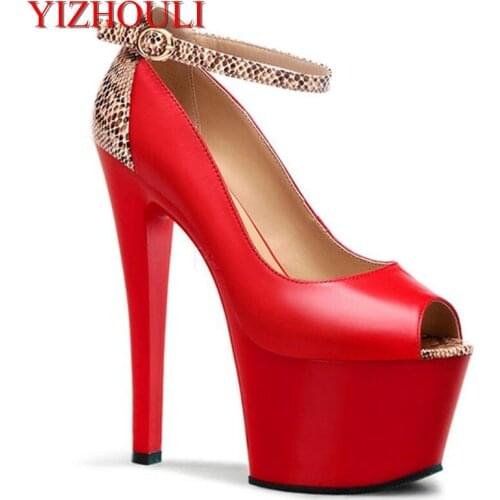 The spring and autumn period and the new low for single European fashion fish mouth shoes waterproof nightclub 17 cm high heels