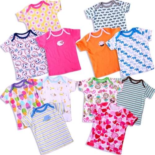 Retail 5pcs/lot 0-24 Months Summer Short Sleeve T-shirt Baby Infant Tees Cartoon Newborn Clothes for Boys Girls Cute Clothing