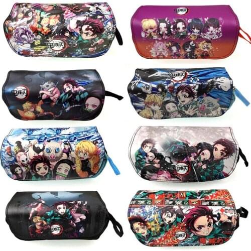 Hot Game Demon Slayer Kimetsu no Yaiba Cosmetic Makeup Bag Cases Cosplay Student School Pen Pencil Case Cartoon Xmas Gift Props