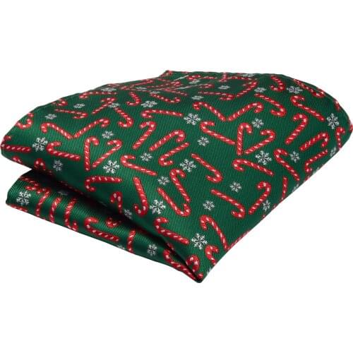 GUSLESON Christmas Red Green Handkerchief for Men Santa Claus Christmas Tree Snowman Pocket Square Wedding Hanky Festival Gift