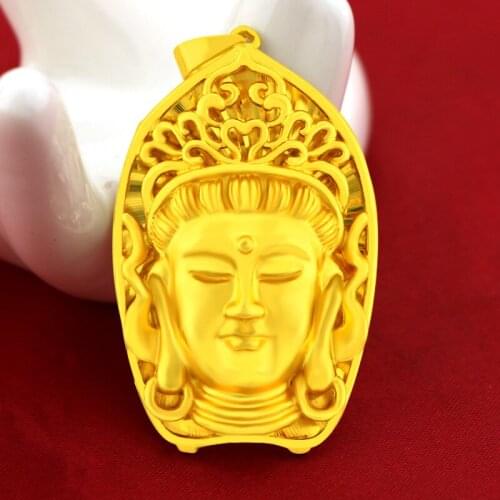 Retro 24k Yellow Gold Buddha Head Pendant For Women Luxury Vietnam Golden Buddha Pendant Without Necklace Fine Jewelry Gifts