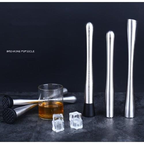 Stainless Steel Wine Tools Ice Cocktail Swizzle Stick Fruit Muddle Pestle Popsicle Sticks Crushed Ice Hammer Bar Tools
