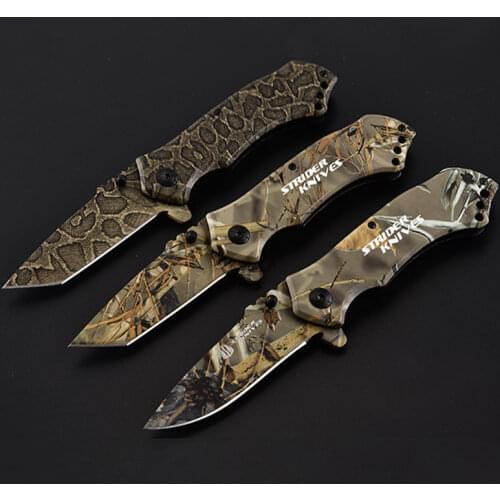 22Cm Camouflage Tactical Knife High Hardness Stainless Steel Folding Knife Camping Survival Self Defense Knife Sharp Fruit Knife