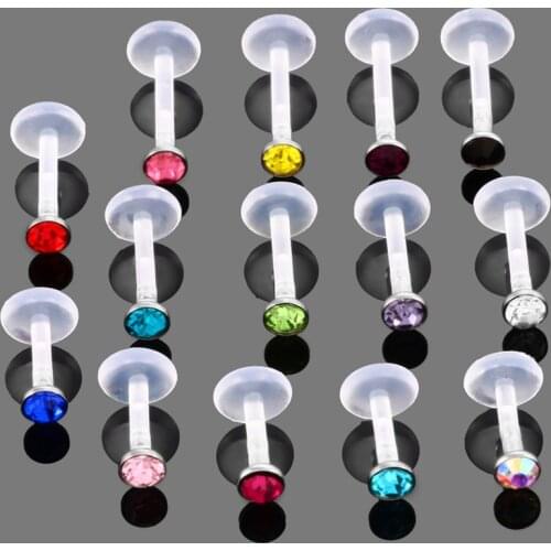 14Pcs/lot Bioplast Tragus Piercing Lip Piercings Labret Ring Cartilage Tragus Ear Studs Lip Piercing Rings Body Piercing Jewelry
