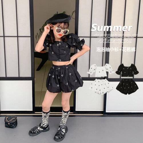Girls Summer Dress Set 2021 New Flower Shorts Two-piece Childrens Clothes Baby Girl Fashion Princess Short Sleeves fashion clot