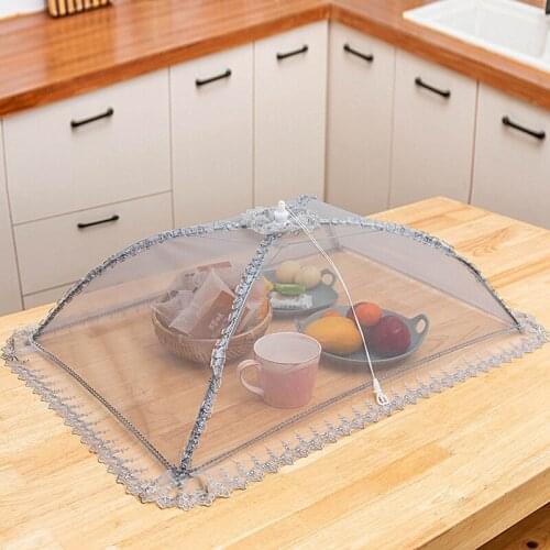 Square Dish Cover Food Cover Mesh Folding Table Cover Kitchen Gadget Insulation Dish Cover Kitchen Accessories