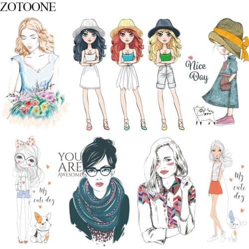 ZOTOONE Fashion Patch Iron On Transfers Girl Patches For Clothing Heat Transfer Vinyl Sticker On Clothes DIY T-shirt Dresses E