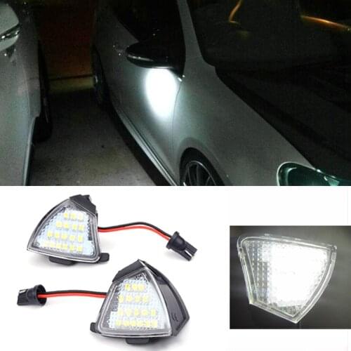 Niscarda 2Pcs LED Side Under Mirror Puddle Light Error Free Signal Lamp White Canbus For Eos Golf Passat Sharan Touran