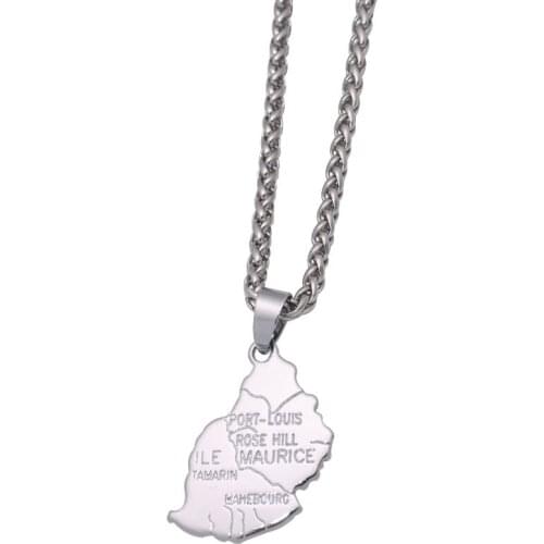 Mauritius map pendant necklace , country map jewelry