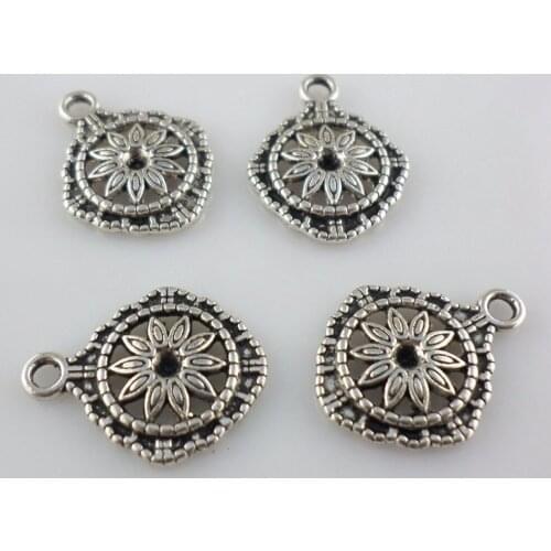 40pcs Tibetan Silver Flower Charms Crafts Pendants Beads 14x17mm Jewelry Findings