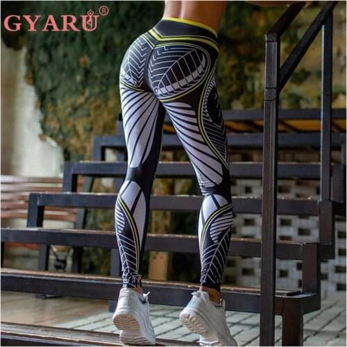 GYARU Popular Fitness Yoga Pants Tight-fitting Quick-drying Sports Printing High-waist Slim-fitting Breathable Womens Leggings