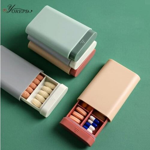 OYOREFD Portable 6 Grid Pill Box Seal Pill Storage Organizer Outdoor Travel Pill Dust-proof Protect Container Mini Medicine Case