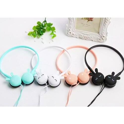 3.5mm Cartoon Cat Rabbit Ear Hook Wired Earphone Sport Running Stereo Headphones Children Girl Headset For xiaomi PC earphone