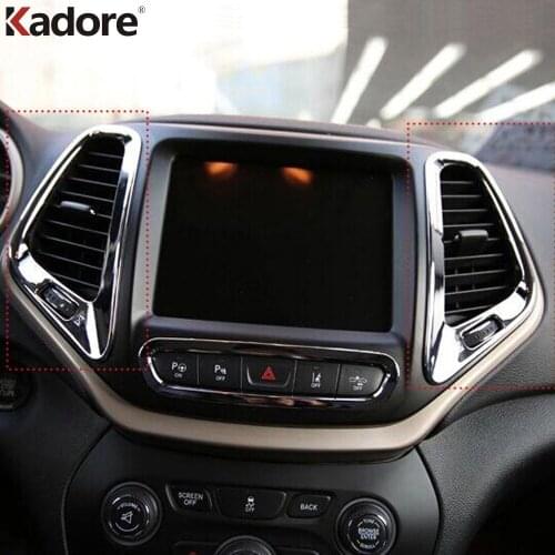 For Jeep Cherokee 2014 2015 2016 ABS Chrome Front Air Vent Cover Trim AC Outlet Frame Trims Stickers Car Interior Accessories