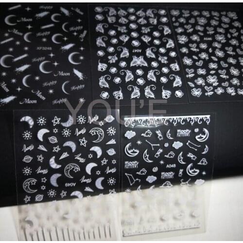 Fashion 3D Nail Art Sticker Decoration Art Shadow Moon Star Snow Nail Decal Manicure Design Butterfly Adhesive Sticker for Nails