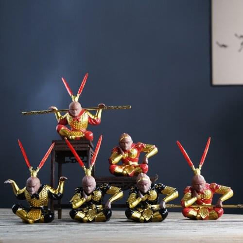 Purple Sand Handicraft Decoration Qi Tian Da Sheng Monkey King Sun Wukong Home Antique Shelf Decoration Landscape Decoration