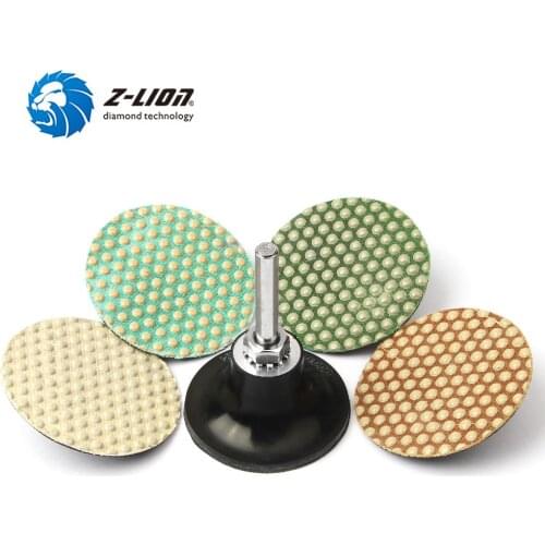 Z-LION 2" 4pcs Diamond Roll Lock Polishing Disc With Holder 1/4" Shank wet Diamond Sanding Disc For Stone Glass Ceramic Jewelry