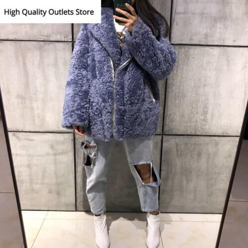 Ladies shearling jacket women real leather jacket suede coat lamb fur jacket