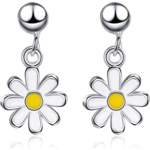925 Sterling Silver Lovely Romantic Daisy Flower Earrings Flower Earrings For Women Girl Gifts For Wife/Mom
