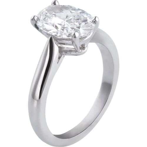 14K Au585 White Gold Ring Women Wedding Anniversary Engagement Party Ring 4 Claw Oval Moissanite Diamond Elegant Trendy Cute