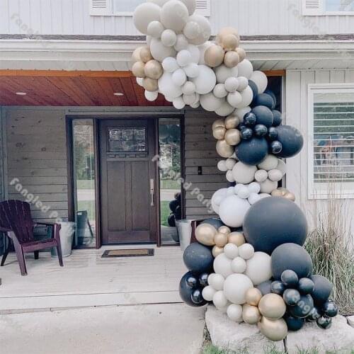 126pcs Matte Black White Natural Sand Balloons Arch Kit Chrome Gold Birthday Party Baby Shower Gender Reveal Wedding Decorations
