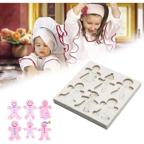 2020 Christmas Gingerbread Man Christmas Series Silicone Mold Fondant Cake Mold Chocolate Candy Clay Mold Kitchen Baking Tools