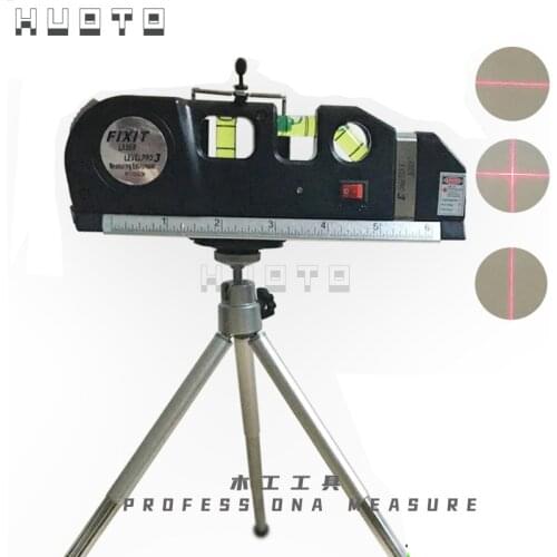 4 in 1 Accurate Multipurpose Laser Level Lever with Tripod Cross Projects Horizontal Vertical Laser Light Beam Measure Tape