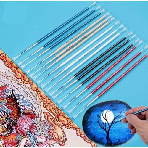 6 colors 6pcs #0 #00 #000 Paint Brush Art Supplies Nylon Brush Painting Pen Fine Hand-painted Thin Hook Line Pen Drawing Art Pen