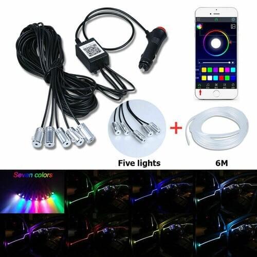 Car USB LED RGB Atmosphere Strip Light Remote voice control Interior Styling Decorative RGB LED Dynamic ambient Strip Light