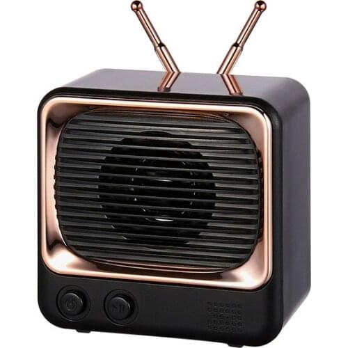 Retro Bluetooth 5.0 Speaker TV Shape Portable Home Audio Wireless Music Cute 4D Stereo Support TF Card Mini Speakers