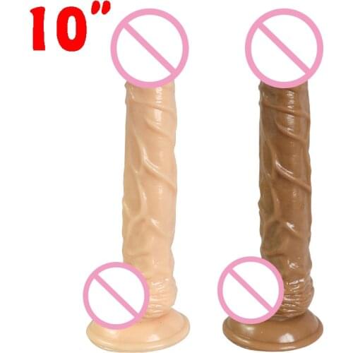 10 inch Big Realistic Dildo Artificial Penis for Women Flexible Textured Shaft Huge Long Suction Cup Male Anal Dildo No Vibrator