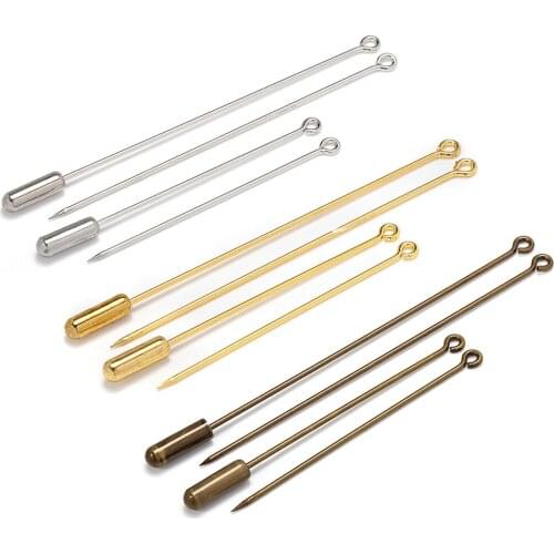 20pcs 5cm/7cmLong Brooch Pins Base Eye Hoop Pin Brooch with Cap Stopper Setting for DIY Jewelry Making Safety Brooch Accessories