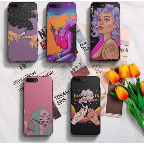 Aesthetic Cartoon Alien Devil Bad Girl Smoke Phone Case Fundas For Iphone 6 6s 7 8 Plus Xr X Xs 11 12 13 Mini Pro Max