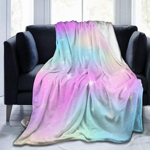 Flannel Fleece Bed Blanket Watercolor Rainbow Throw for Couch Sofa Travel Lap Warm and Cozy Blanket 150x200cm