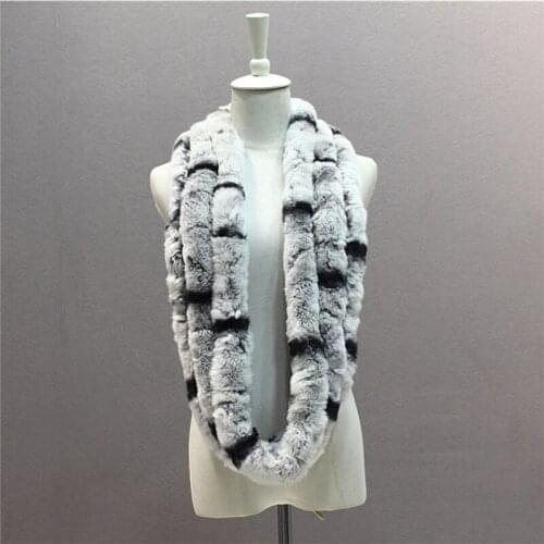 IANLAN New Real Fur Ring Scarves for Womens Rex Rabbit Fur Mufflers Winter Girls Knitted Fur Neckerchiefs IL00527
